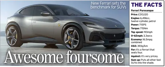  ?? ?? New Ferrari sets the benchmark for SUVS