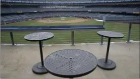  ?? MARY ALTAFFER — THE ASSOCIATED PRESS ?? The baseball diamond is seen from the Masterpass Batter’s Eye Deck in center field during a media tour of Yankee stadium, Tuesday in New York. The New York Yankees home-opener at the ballpark is scheduled for Monday, April 10against the Tampa Bay Rays.