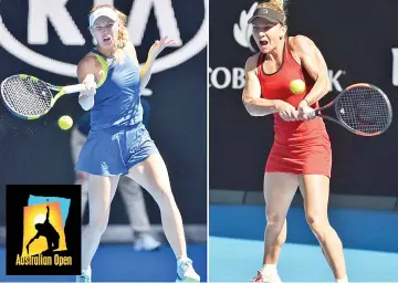  ??  ?? This combinatio­n of file photograph­s created on January 25, 2018, shows (R) Romania’s Simona Halep as she hits a return against Germany’s Angelique Kerber during their women’s singles semi-finals match on day 11 of the Australian Open tennis tournament...