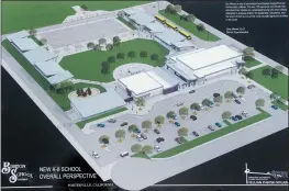  ??  ?? An artist’s rendering of the new school site for Burton School District, which is scheduled for completion for the 2018-2019 school year.