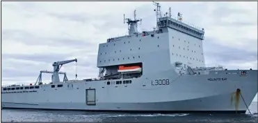  ??  ?? To the rescue: The Royal Fleet Auxiliary vessel Mounts Bay is being sent to the Aegean