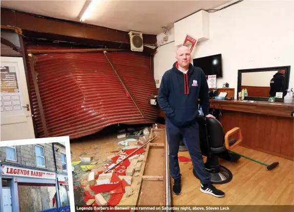  ??  ?? Legends Barbers in Benwell was rammed on Saturday night, above, Steven Leck