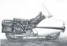  ??  ?? This glass-plate image from Mortons’ Motorcycle Archive shows a 1000cc Vincent HRD fitted with a full Avon fairing that seems slightly at odds with the unique outline of the big V-twin. ..