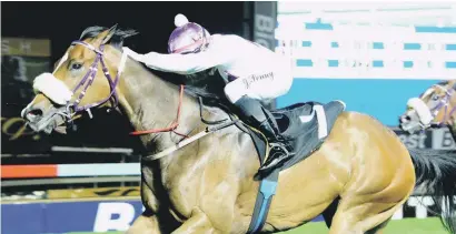  ??  ?? ANOTHER WIN. Wrecking Ball wins the Tommy Hotspur Handicap at Turffontei­n in February and could be the right horse to back in Race 7 at the city venue tomorrow.