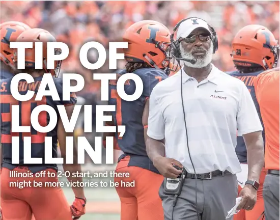  ?? HOLLY HART/AP ?? Illinois coach Lovie Smith says he sees a big chance ahead for his team against South Florida at Soldier Field. ‘‘Now is when we really show who we are,’’ he said.