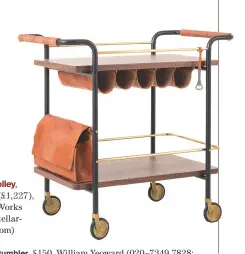  ??  ?? Valet trolley, $1,520 (£1,227), Stellar Works (www.stellarwor­ks.com)