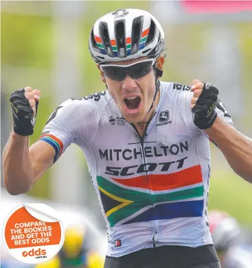  ??  ?? TRIUMPH: South African Daryl Impey of Team Mitchelton-Scott celebrates victory.