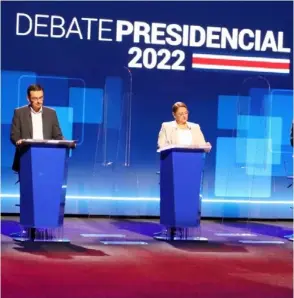  ?? CorTESÍA ?? José María Villalta y Lineth Saborío en el debate de anoche.