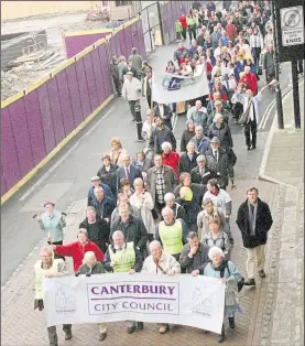  ?? ?? The protest marchers make their way along Rose Lane, while the ‘big dig’ was still underway