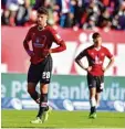  ?? Foto: dpa ?? Hängende Köpfe beim 1. FC Nürnberg nach dem 0:1 gegen Bochum.