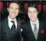  ??  ?? Sportsnet’s James Cybulski and Special Olympics athlete Christian Burton served as masters of ceremony, calling the fundraisin­g dinner’s play-by-play.