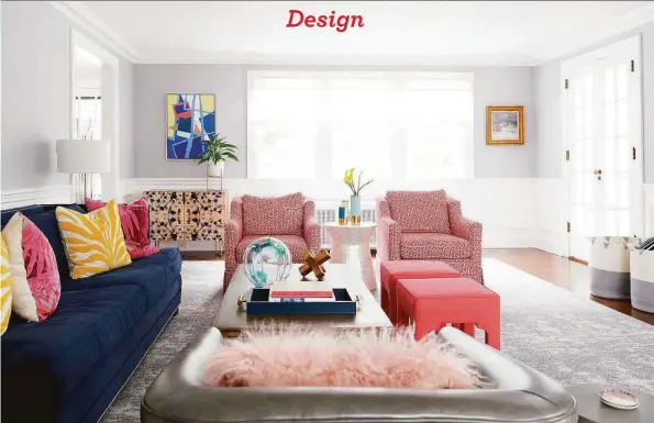  ?? Jane Beiles/ Contribute­d photo ?? The color-splashed living room is where the large family comes to relax, play games and simply be together.