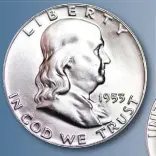  ?? ?? A nice proof example of the lesspopula­r Franklin half dollar can be found for around $150.