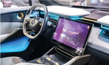  ?? Photograph: Sjoerd van der Wal/ Getty Images ?? The interior of the Lotus Eletre performanc­e SUV electric car seen at the Brussels Expo in January 2023.