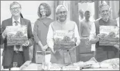  ??  ?? Microsoft’s co-founder Bill Gates, Bihar CM Nitish Kumar and Deputy CM Sushil Kumar Modi at a book launching ceremony in Patna.