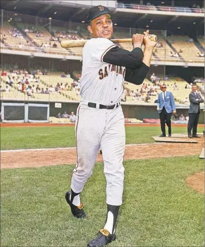  ?? AP PHOTO ?? In normal times, Giants great Willie Mays would now be a regular presence at the team’s home games, sharing stories and laughs.