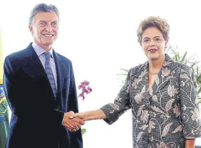  ?? Adriano machado / eFe ?? Rousseff se hizo un paréntesis en la crisis interna para recibir a Macri