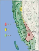  ?? STATE WATER RESOURCES CONTROL BOARD ?? Change in water usage from July 2020 to July 2021 by hydrologic­al regions.