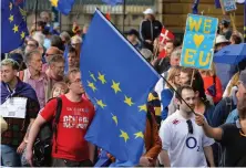  ?? AppHoto ?? ‘FOR EUROPE’: Brits took to the streets of London to speak out against Britain’s plan to withdraw from the European Union in 2019.