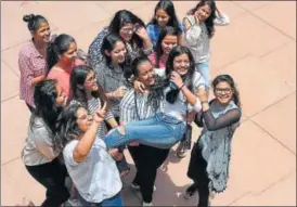  ?? SAUMYA KHANDELWAL/HT FILE PHOTO ?? Students celebrate their CBSE results on Sunday.