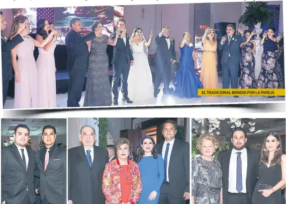  ??  ?? Luis y Mauricio Boesch Jorge y Lily Faraj con Elena y Karl Berkling EL TRADICIONA­L BRINDIS POR LA PAREJA Esperanza Mahchi, Rodrigo Pineda y Andrea Gallardo