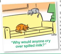  ??  ?? “Why would anyone cry over spilled milk?”