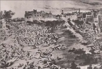  ?? HT ARCHIVES ?? ■ A painting depicting the Jallianwal­a Bagh massacre on April 13, 1919.