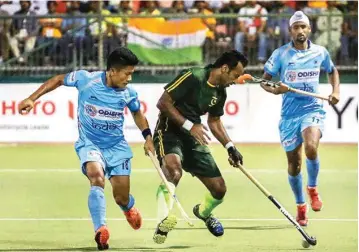  ?? PIC/PTI ?? Men's Hockey Team in action during a match against Pakistan in 5th Men's Hero Asian Champions Trophy 2018, in Muscat, Sunday