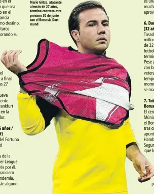  ??  ?? Mario Götze, atacante alemán de 27 años, termina contrato este próximo 30 de junio con el Borussia Dortmund