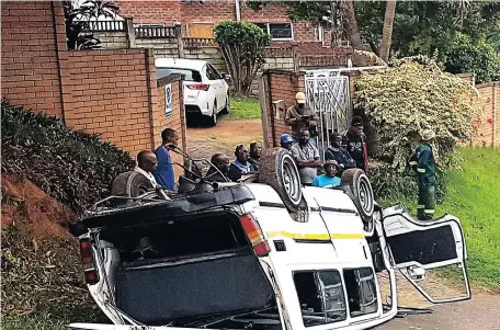 ?? Picture: RESCUE CARE ?? INJURED: Sixteen primary school pupils were injured when a taxi they were in overturned yesterday.