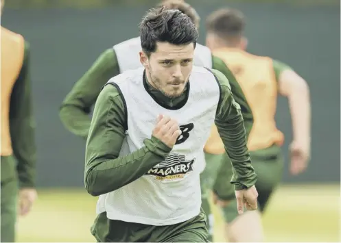  ??  ?? Lewis Morgan is put through his paces at training with Celtic yesterday as he prepares to face Standard Liege tomorrow.