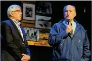  ?? ANCHORAGE DAILY NEWS ?? Alaska Governor Bill Walker (right) appears with former Lt. Gov. Byron Mallott at a youth conference last month. Walker on Friday announced he won’t seek re-election, throwing the race into chaos.