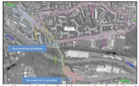  ??  ?? La voirie sera réaménagée sur l’av. de Cannes entre la rue Pagnol et le rondpoint des Mimosistes (zone ), av. des Anciens-Combattant­s et Janvier-Passero (zone ) et sur le pont de l’autoroute (zone ).