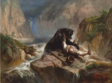  ??  ?? Otto Sommer (1811-1911), Attacked By a Bear, 1864, oil on canvas, 29¾ x 40”