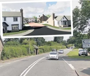  ??  ?? The junction of Dark Lane and the A536 and, inset, an artist’s impression of the new developmen­t; Inset above, David Rutley MP