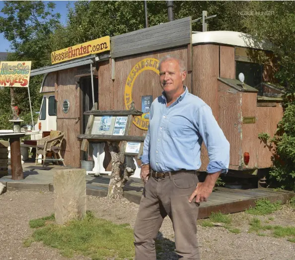  ??  ?? Above: Steve by the shores of Loch Ness, where he makes a living selling Nessie figurines. Left: He first fell in love with the loch on family holidays as a child.