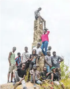  ??  ?? The group while hiking at Old Lamingo dam, Etobaba mountains, Jos