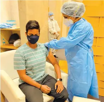  ?? Twitter ?? Indian allrounder Deepti Sharma gets her first dose of Covid-19 vaccine ahead of the England tour. —