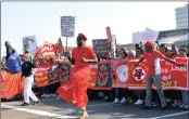  ?? PICTURE: NIAMH WALSH-VORSTER ?? Shack dwellers held a mass march to the city hall to hand over a memorandum to eThekwini mayor, councillor Zandile Gumede, yesterday.