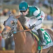  ?? Associated Press ?? ACCELERATE, ridden by Joel Rosario for the first time in place of Victor Espinoza, wins at Del Mar.