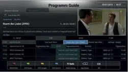  ??  ?? Der EPG ist optisch recht ansprechen­d gestaltet und zeigt via Picture-in-Picture das aktuell laufende Programm