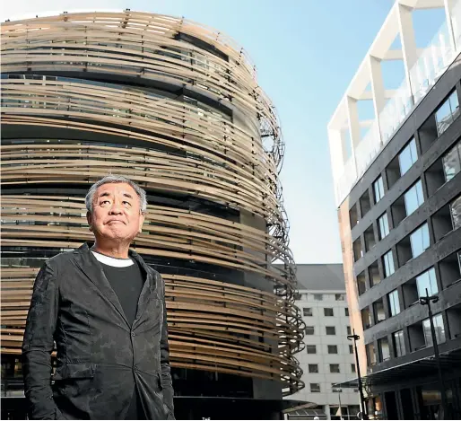  ?? NINE ?? Kengo Kuma in front of Sydney’s The Exchange Darling Square.