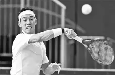  ?? — AFP photo ?? Third seed Kei Nishikori will be looking to advance to the final for the third time after beating Stefanos Tsitsipas at the Japan Open.