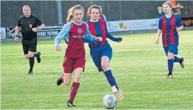  ??  ?? On the ball for Dryburgh U/17 against Murieston.