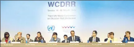  ??  ?? Sen. Loren Legarda (front row, third from left) co-chairs with Japanese Minister of Internal Affairs Sanae Takaichi (fourth from left) the High Level Multi-stakeholde­r Partnershi­p Dialogue on Mobilizing Women’s Leadership in Disaster Risk Reduction in...