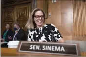  ?? J. SCOTT APPLEWHITE — THE ASSOCIATED PRESS FILE ?? Sen. Kyrsten Sinema, D-Ariz., arrives for a meeting of the Senate Homeland Security Committee at the Capitol in Washington, on Aug. 3, 2022.