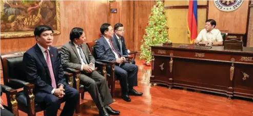  ?? OFFICE OF THE PRESIDENT PHOTO ?? MANILA▪ President Ferdinand Marcos Jr▪ receives Honorable Vương Đình Huệ, president of the National Assembly of the Socialist Republic of Vietnam, in a courtesy call Wednesday, November 23, 2022, in Malacañan Palace▪