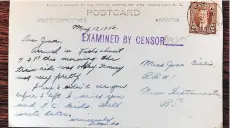  ?? NICK PROCAYLO ?? Censors stamped postcards sent to Joan Parolin from her exiled Japanese Canadian friends during the Second World War.