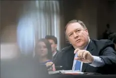  ??  ?? Secretary of State Mike Pompeo testifies before the Senate Foreign Relations Committee on Wednesday in Washington. Mr. Pompeo said President Donald Trump is “well aware of the challenges that Russia poses” and defended Mr. Trump’s meeting in Finland with Russian President Vladimir Putin.