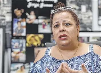  ?? Elizabeth Page Brumley Las Vegas Review-Journal ?? Jeanne Llera, mother of Jorge Gomez, who was fatally shot June 1 by Las Vegas police during a Black Lives Matter protest, discusses her son’s death at a law firm Thursday.